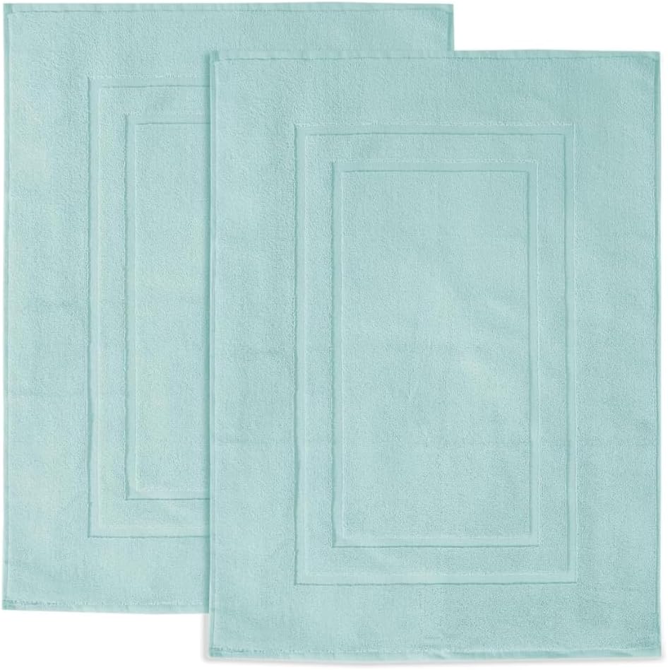 Feather Stitch 2 Piece Bath Mats Sea Foam 30x21 Inch