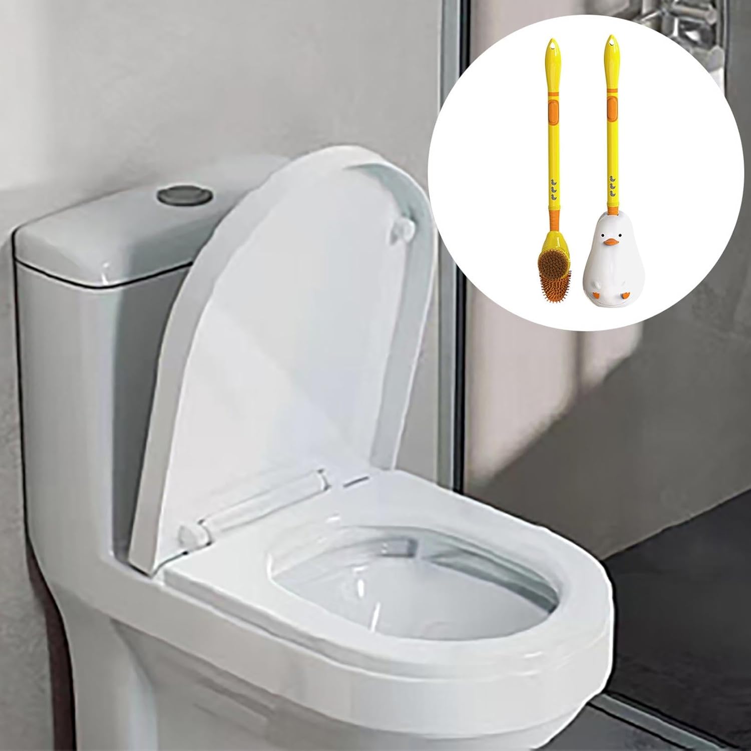 Diving Duck Toilet Brush with Soft Silicone Head and Wall Mount Base