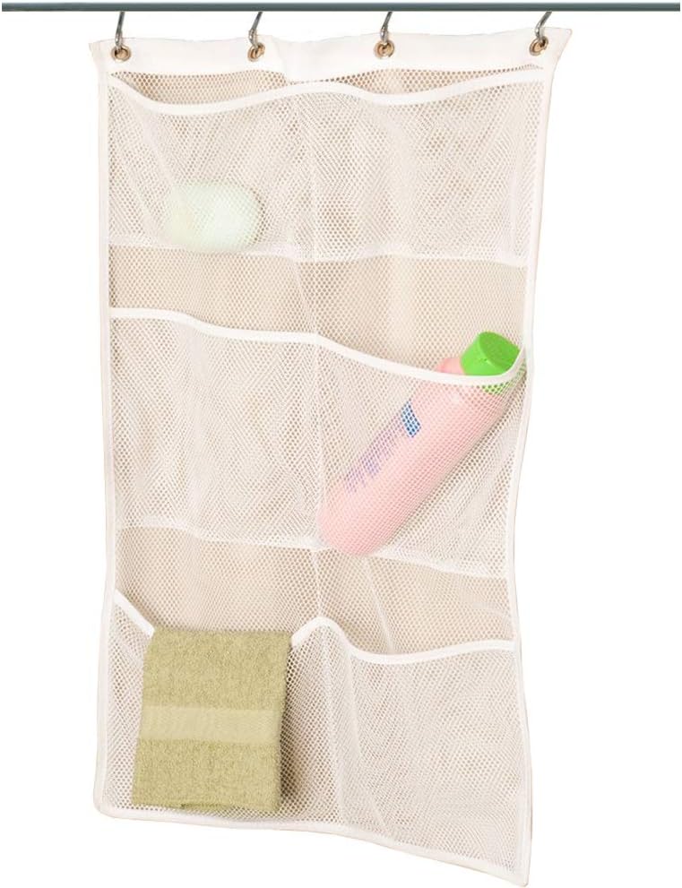 ALYER 6 Pocket Hanging Mesh Shower Caddy - White