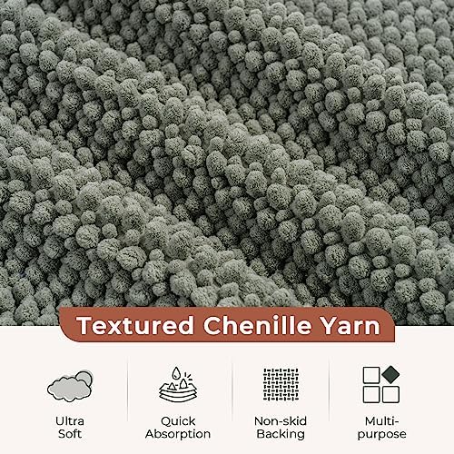 FRESHMINT Chenille Bath Rug Set 2 Piece Sage Green 1
