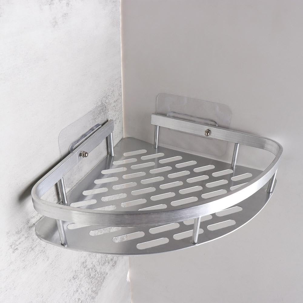 Metal Shower Corner Shelf with Non-Drill Mount