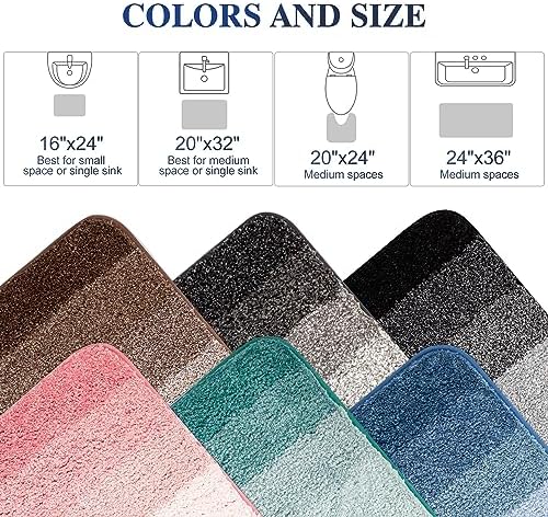 Walensee Non Slip Bath Mat 16x24 Ombre Blue