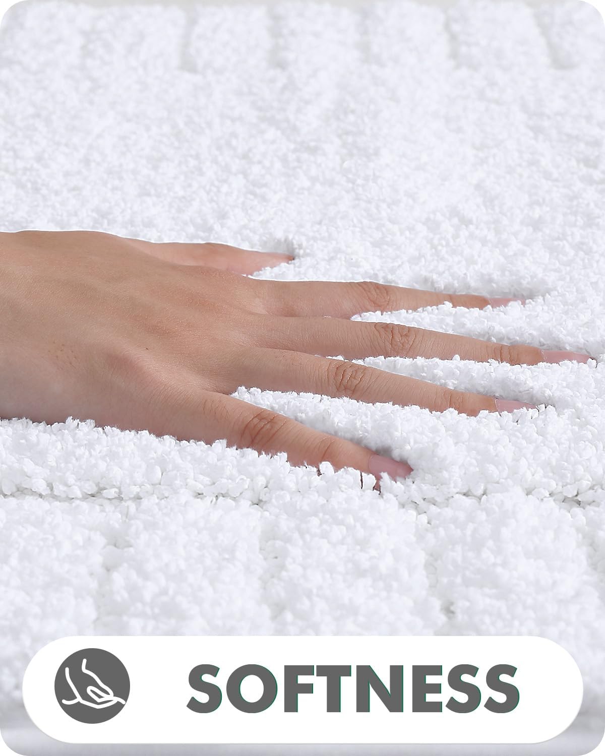 LUMI Non-Slip Bath Rug 20x32 White Machine Washable Thick Absorbent