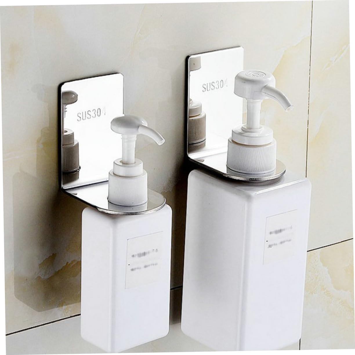 Garneck Silver Shower Gel Hooks Suction Soap Dispenser Holder