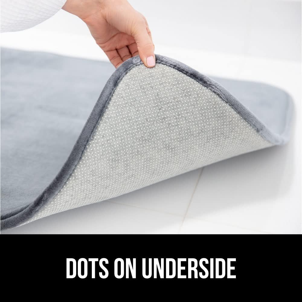Gorilla Grip Velvet Bath Rug with Dots Graphite Gray 24x17