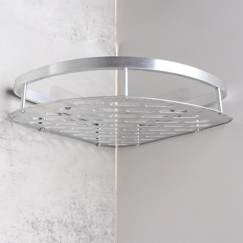 Metal Shower Corner Shelf with Non-Drill Mount