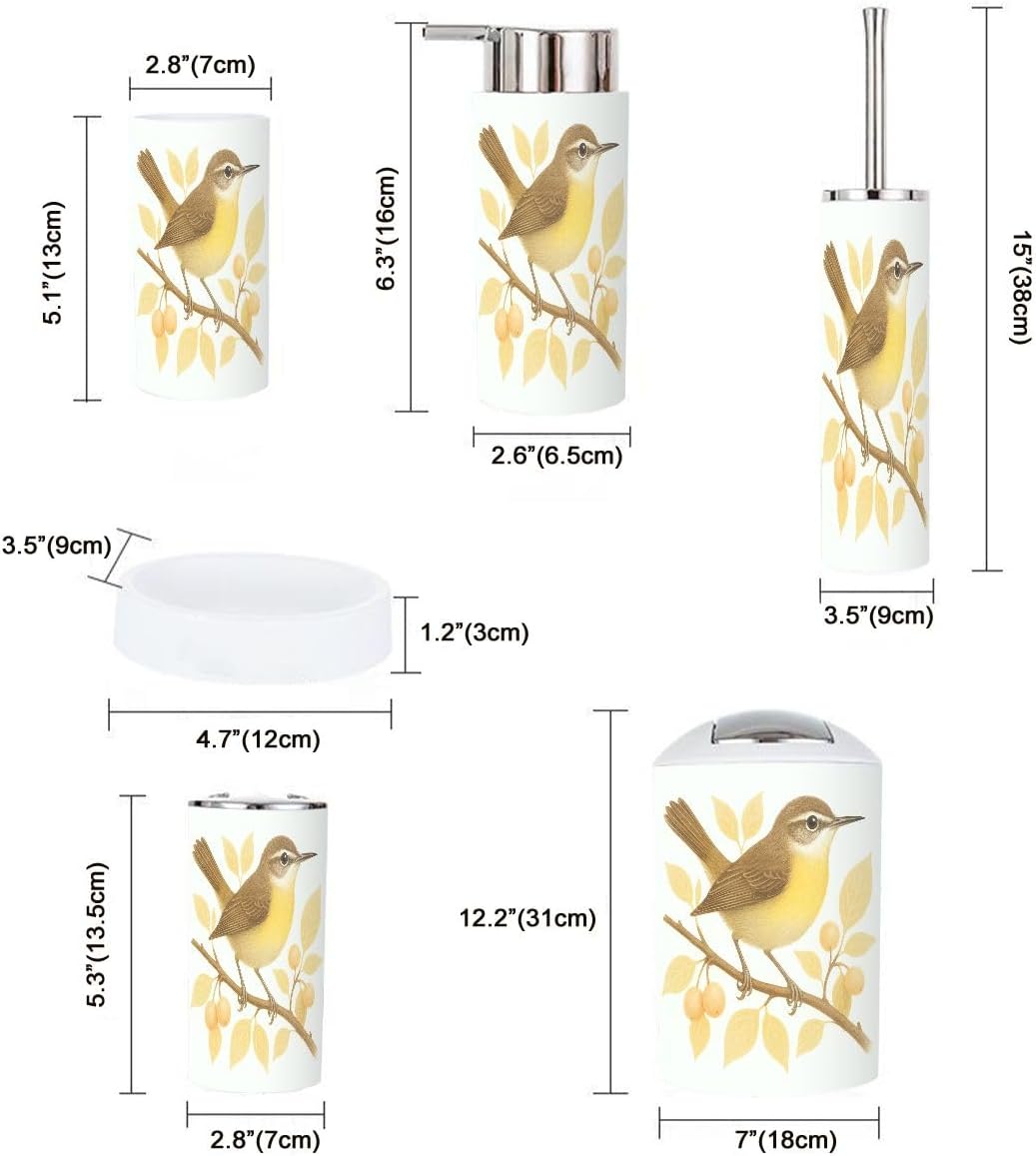Boho Bathroom Accessory Set 6 Piece Modern Farmhouse Yellow