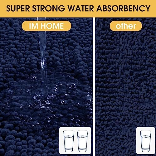 ACCUMTEK 3 Piece Navy Blue Bath Rug Set