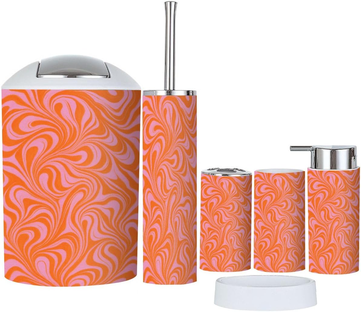 TRANQDEHOM 6-Piece Boho Bathroom Accessory Set 1
