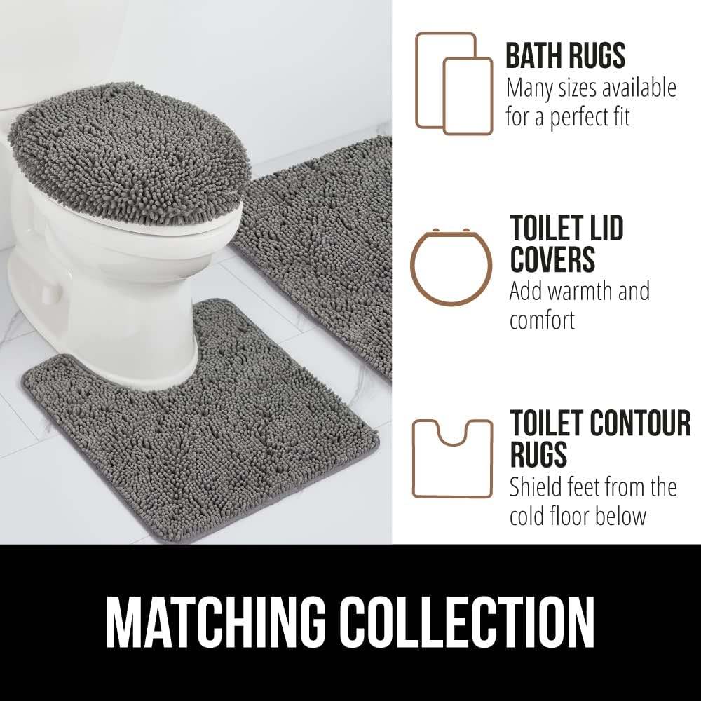 Gorilla Grip Thick Chenille Bath Rug 60x17 Grey
