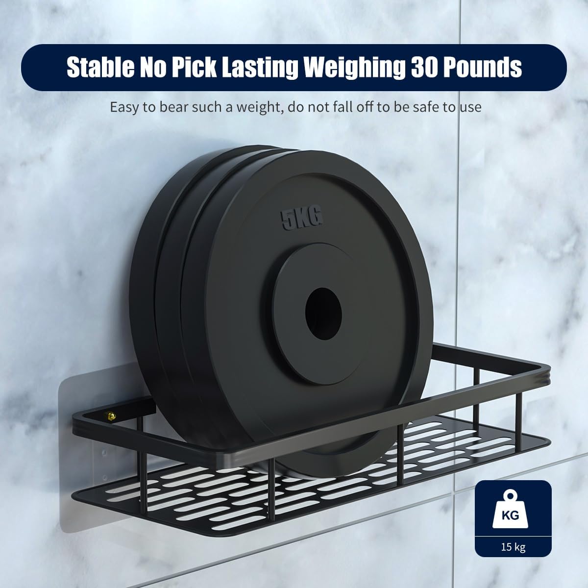 HEmlSkrona No Drilling Shower Organizer 2-Pack Black Rustproof Aluminum