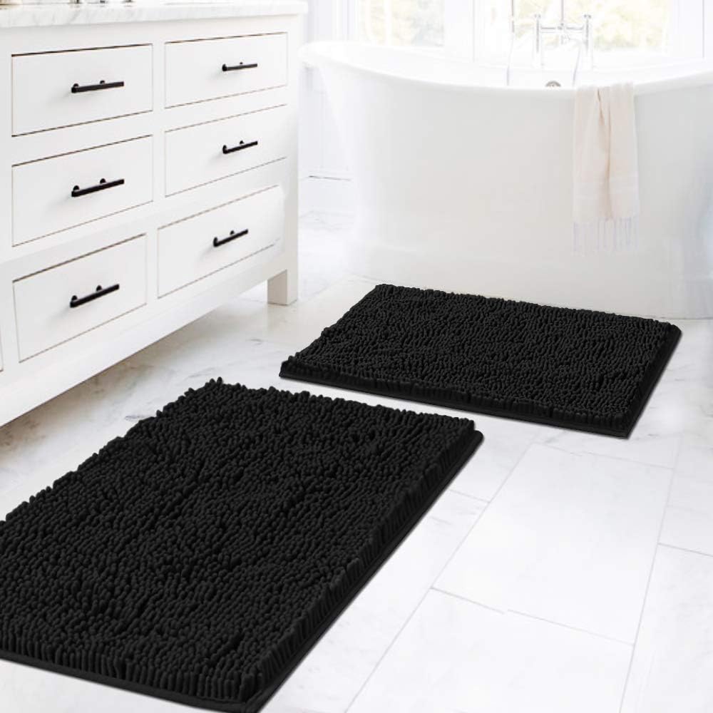 HVERSAILTEX 2 Piece Black Bath Rug Set
