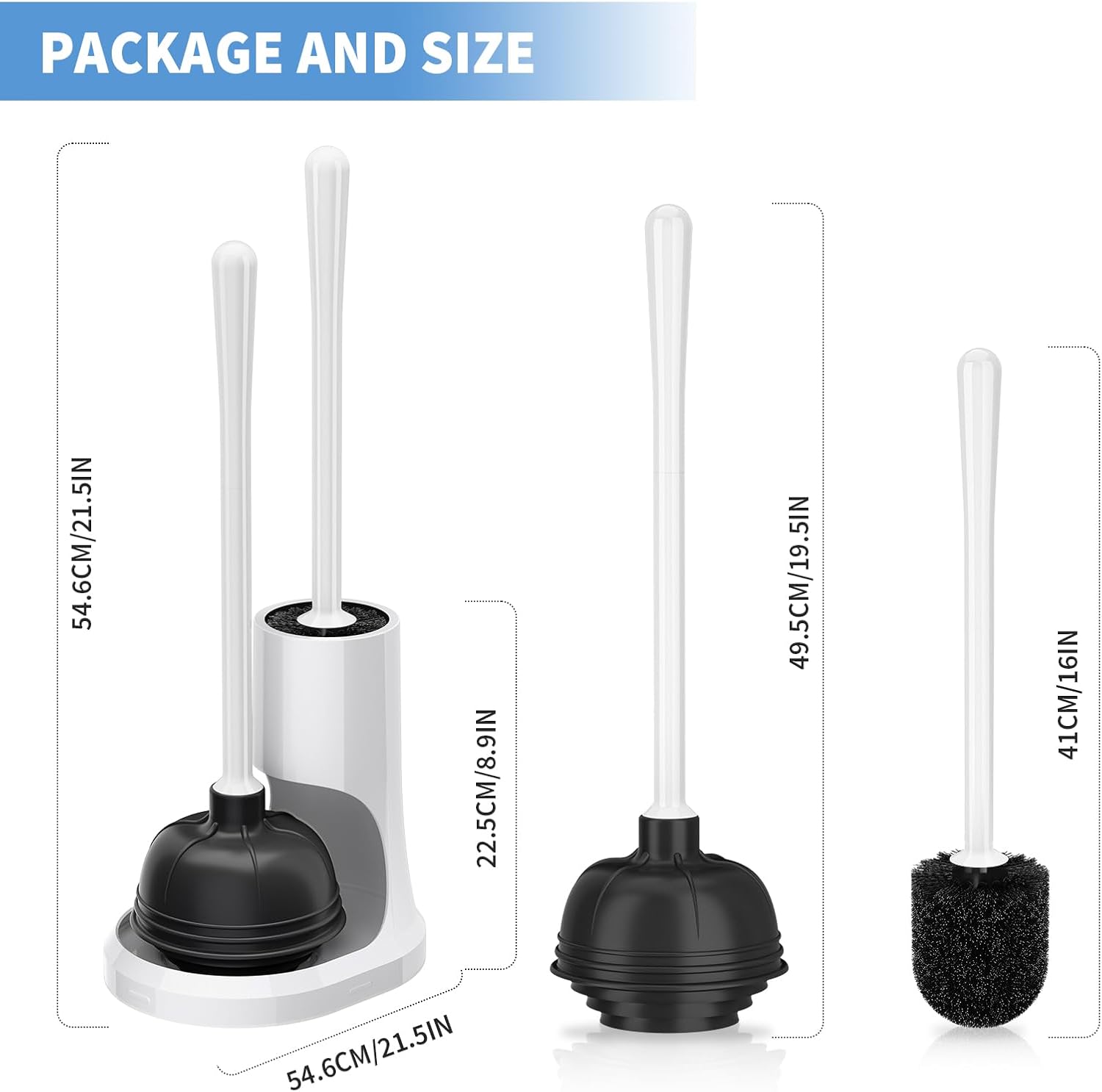 Uptronic Toilet Plunger and Brush Combo Set with Holder