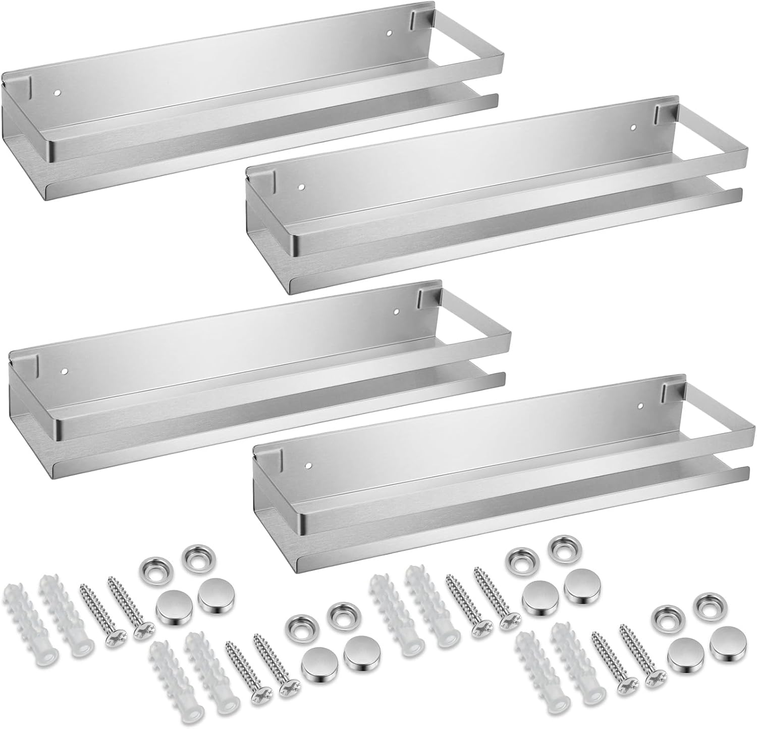 Lallisa 4-Piece Stainless Steel Floating Shelf Organizer