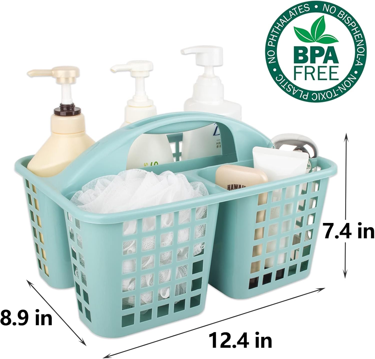 Portable Shower Caddy with 3 Compartments and Handle