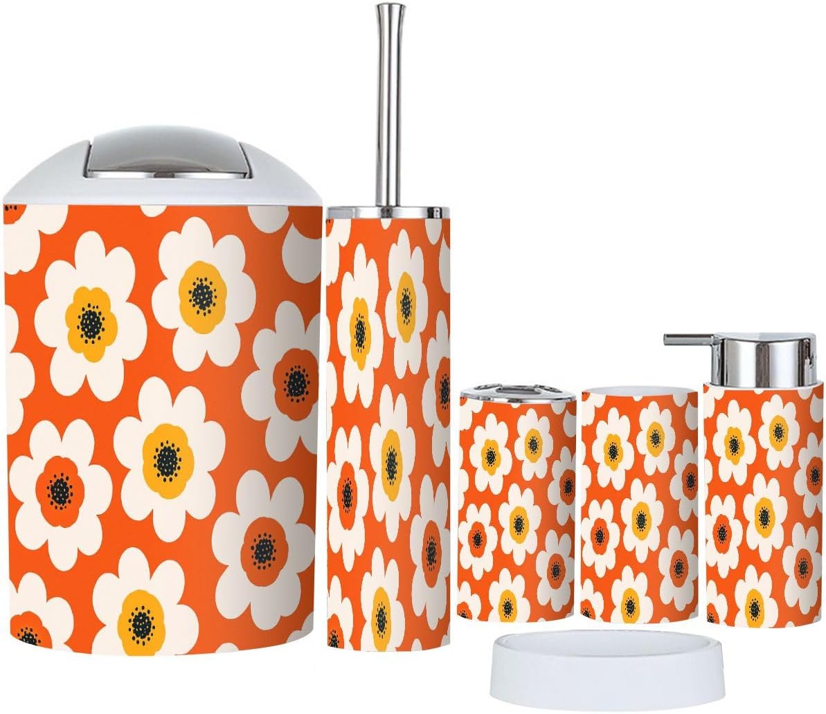 Boho Floral Bathroom Accessories Set 6 Piece