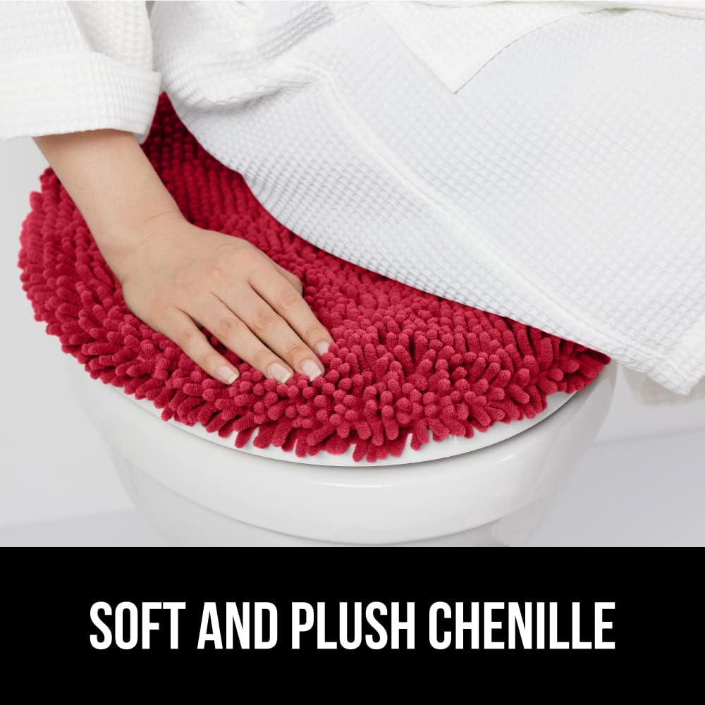 GORILLA GRIP 24x17 Bath Rug 175x15 Toilet Cover Set Red