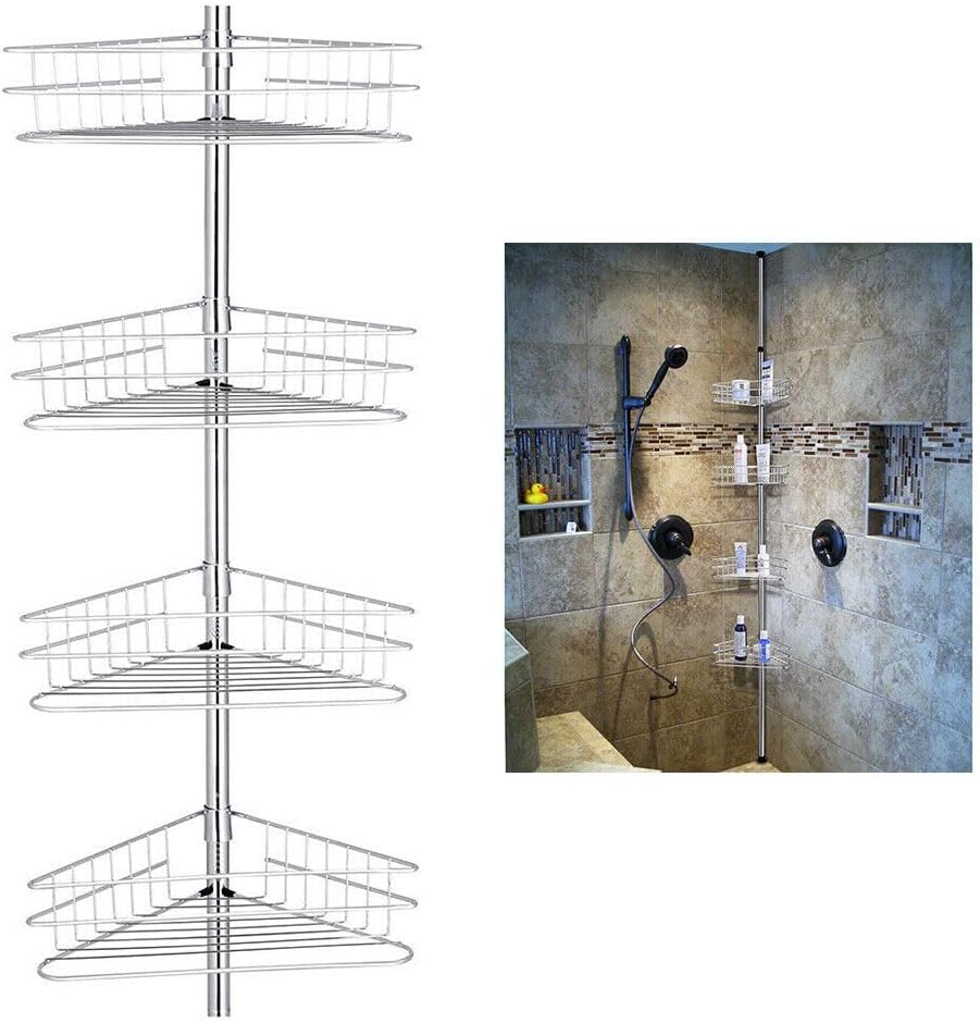 YINZINR Corner Shower Caddy with 4 Layers and Towel Bar