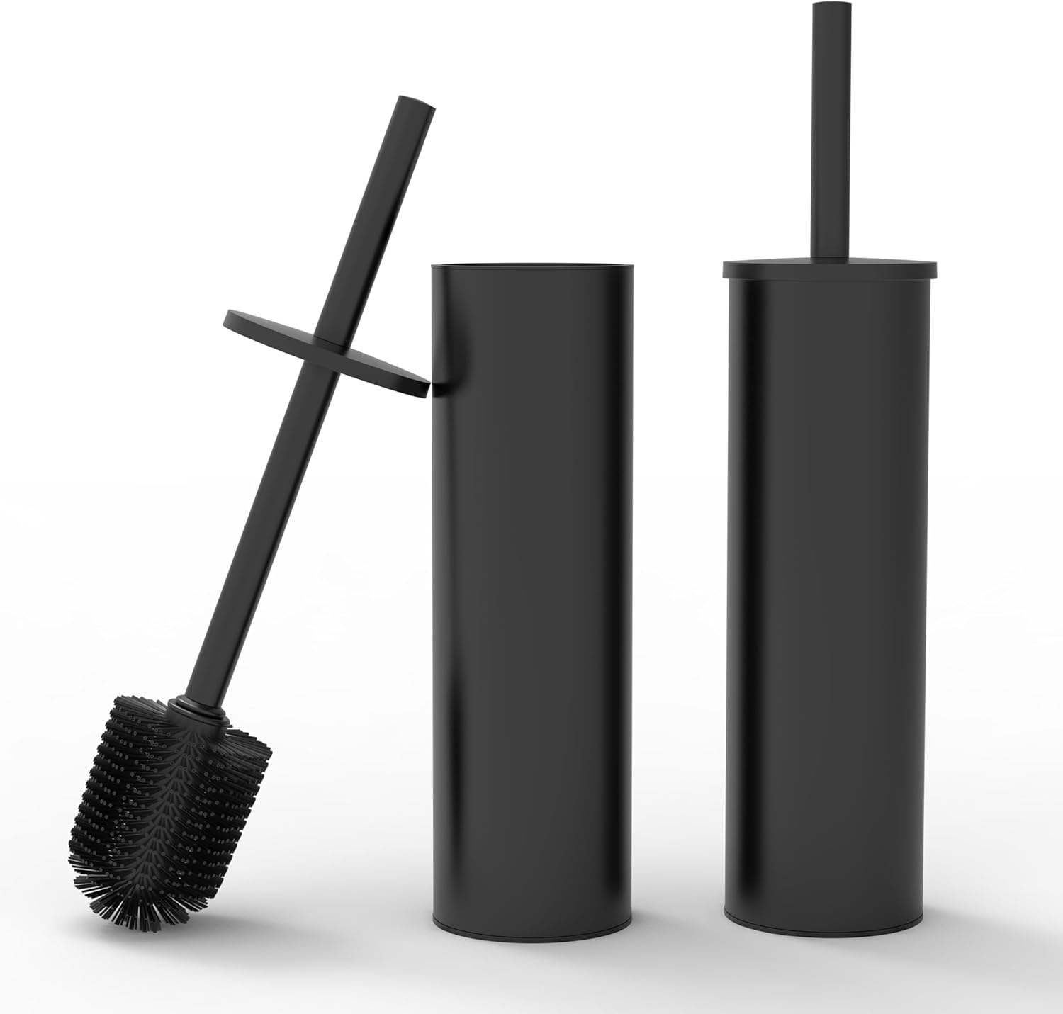 WZKALY Toilet Brush and Holder Set 2 Pack Matte Black 1