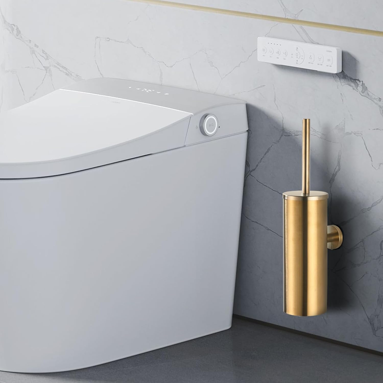 FVITA Wall-Mount Toilet Brush with Stainless Steel Holder