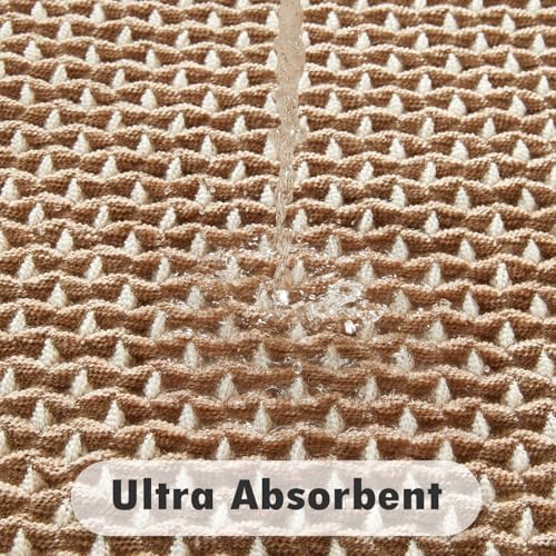 Boho Style Khaki and White Bath Rug 24x16