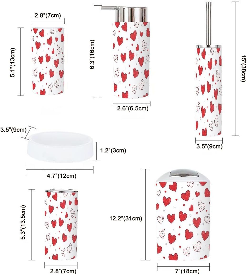 Boho Bathroom Accessory Set 6 Piece Day Red 1