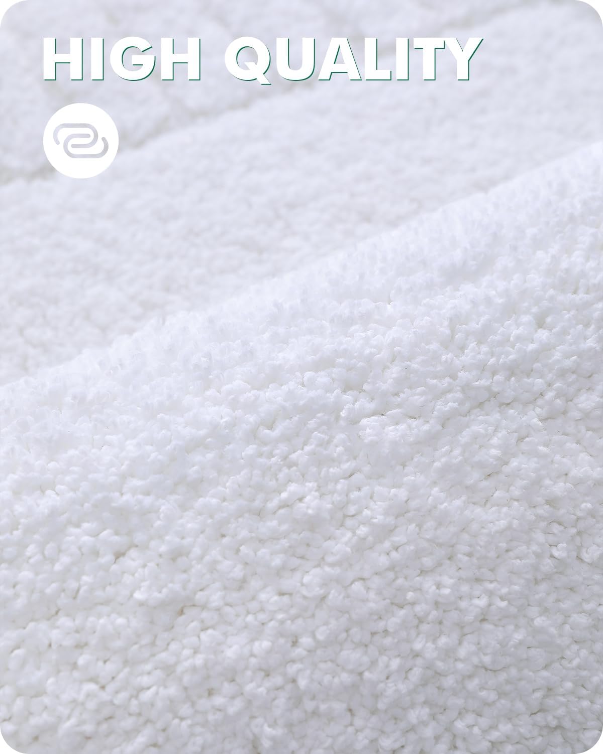 LUMI Non-Slip Bath Rug 20x32 White Machine Washable Thick Absorbent