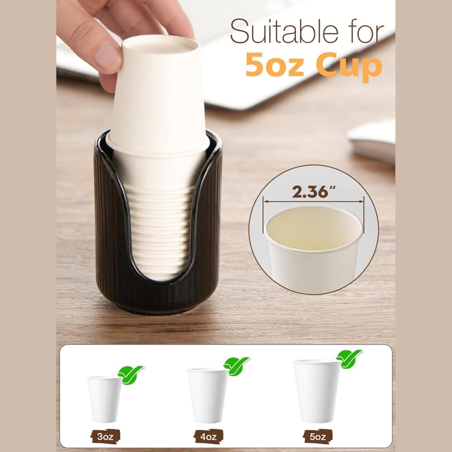 Convenient Bathroom Cup Dispenser for Mouthwash Cups White