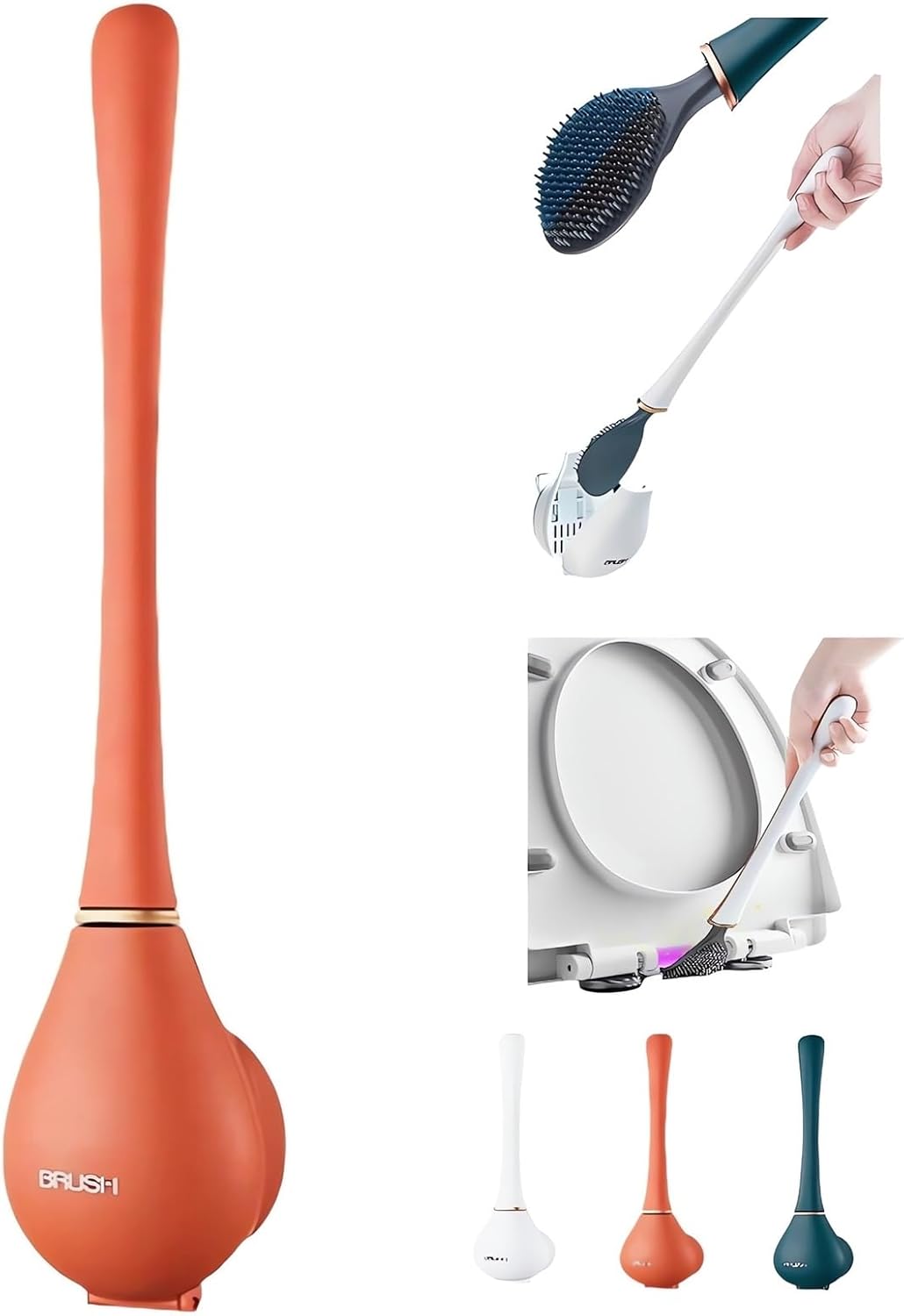 Modern Flexible Silicone Toilet Brush Set with Holder