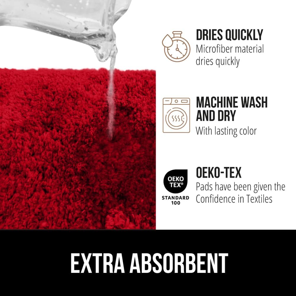 GORILLA GRIP 24x17 Bath Rug 175x15 Toilet Cover Set Red