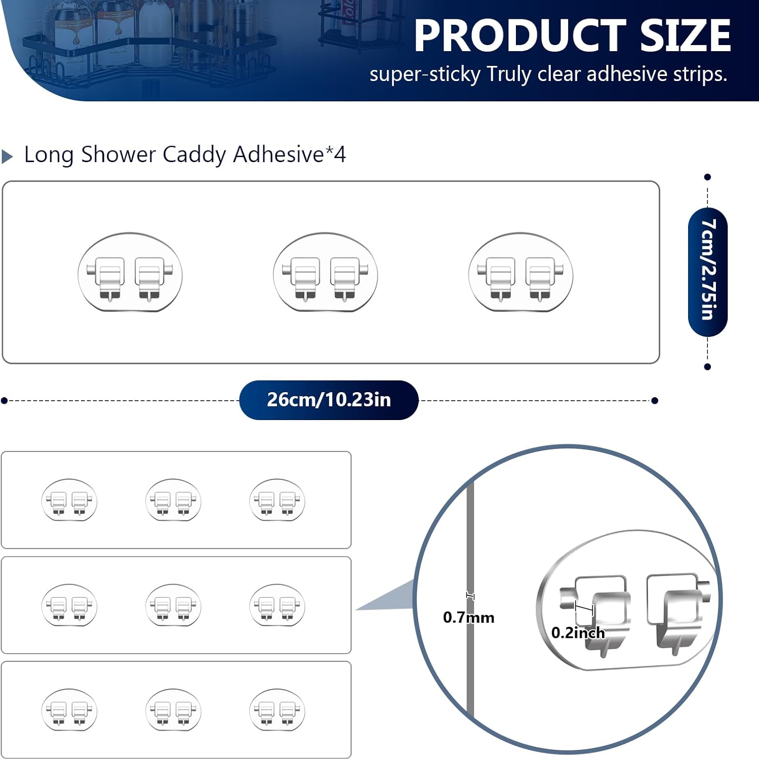 FGSAEOR 4Pack Adhesive Hooks for Shower Caddy