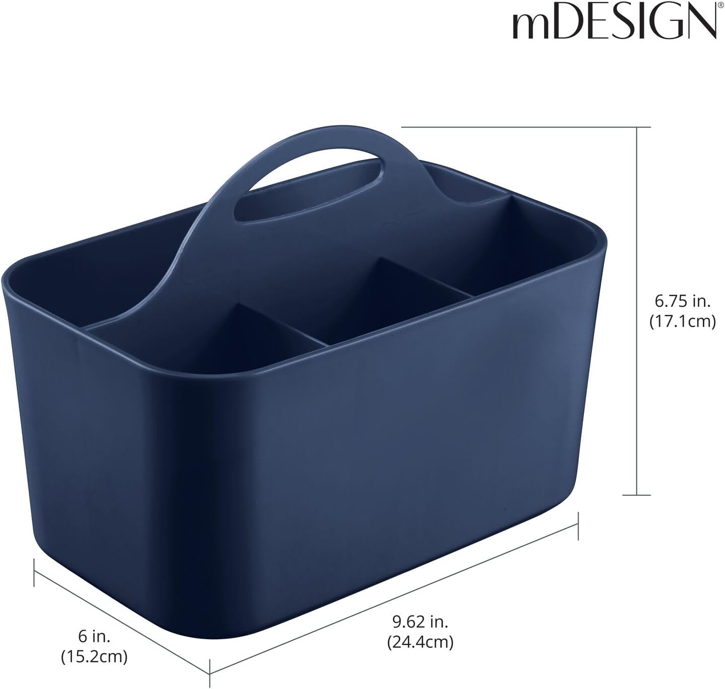 mDesign Small Plastic Shower Organizer Caddy Tote Navy Blue