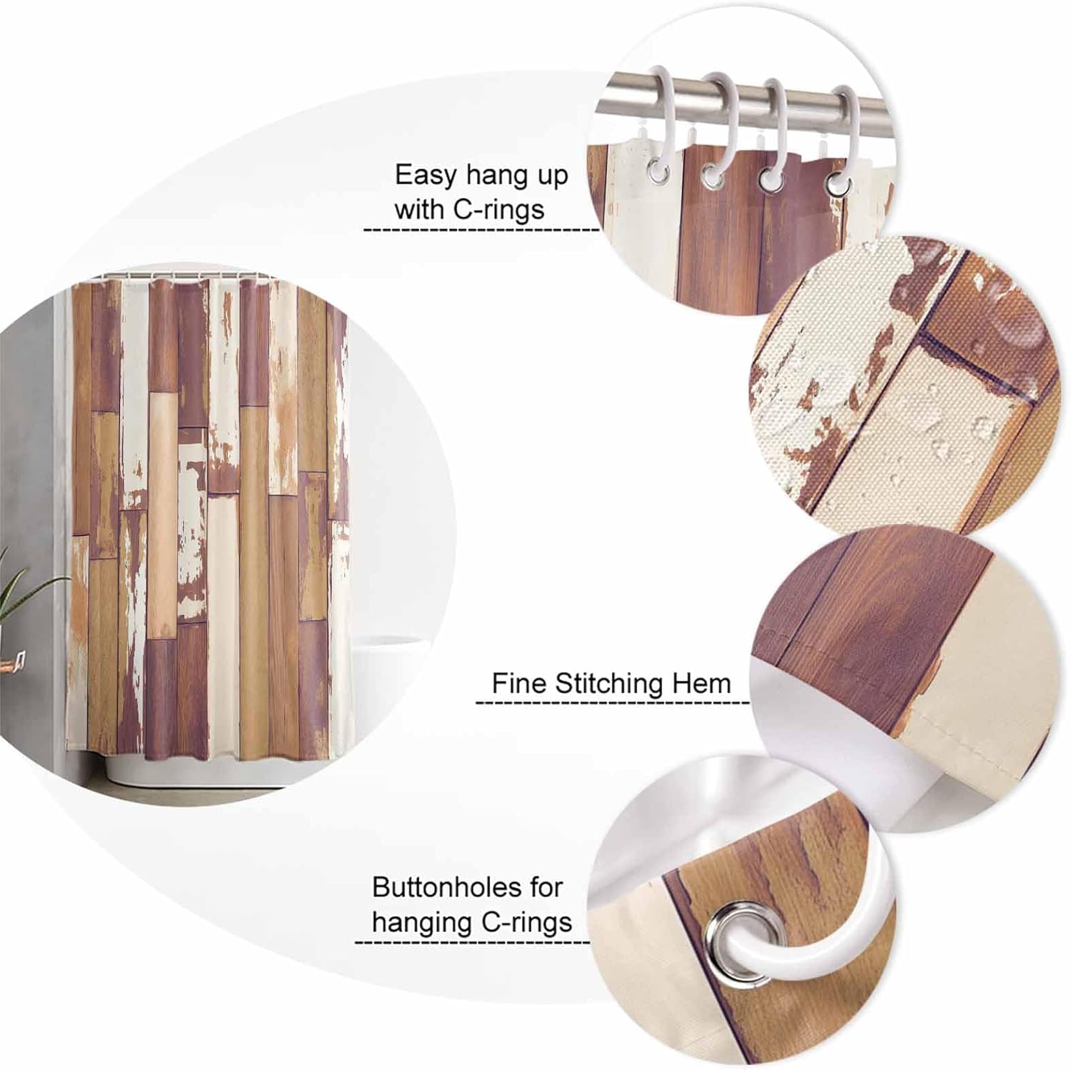 ZOE GARDEN Orange Bathroom Set with Curtain Rug and Hooks