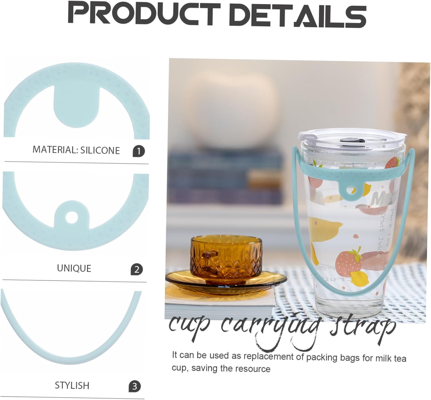 NOLITOY 2pcs Creative Cup Holder Straps for Milk Tea and Coffee