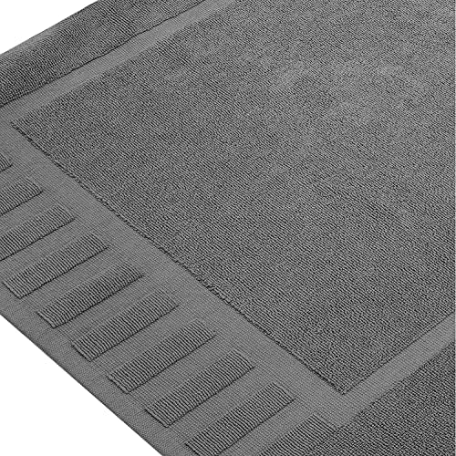 White Classic Luxury Bath Mat Set 2 Pack Dark Gray