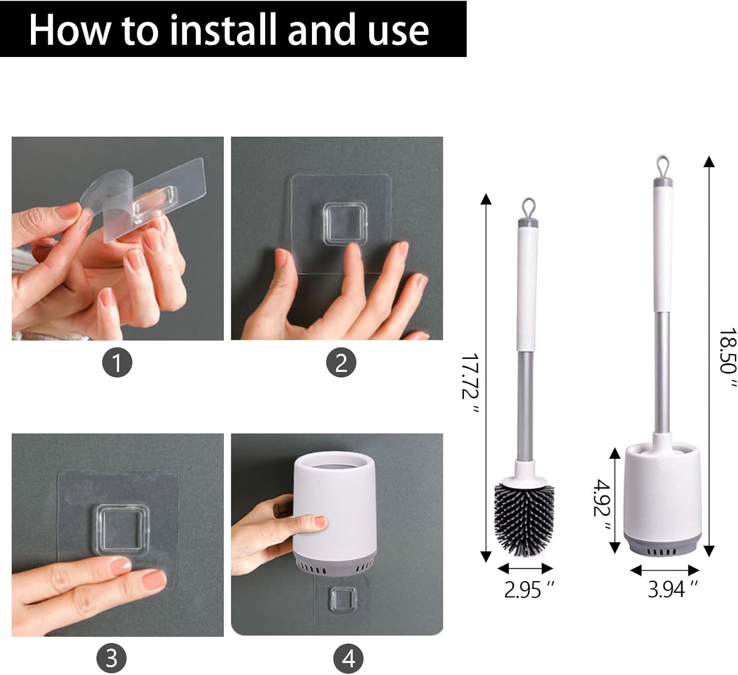 2 Pack Toilet Brush Set with Silicone Cleaner and Holder