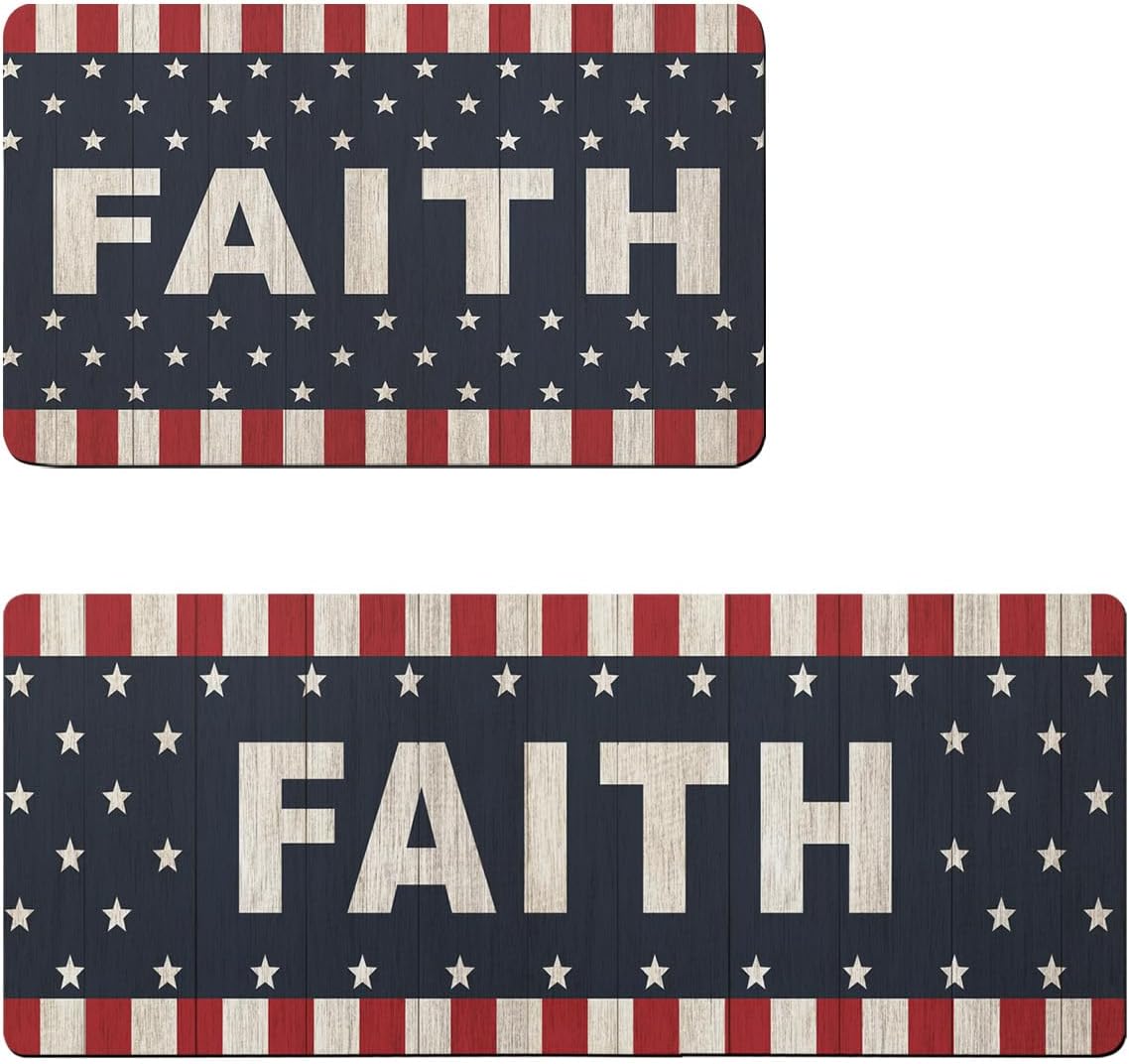 2PCS Non-Slip Diatomite Bath Mats Set for Independence Day