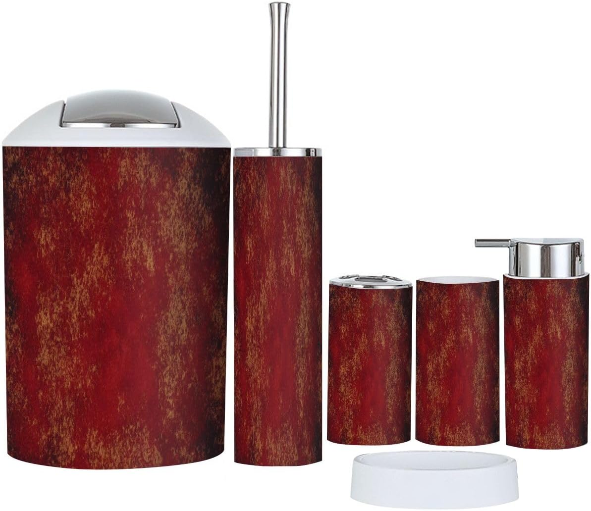 Boho Burgundy Bathroom Accessory Set 6 Piece 1
