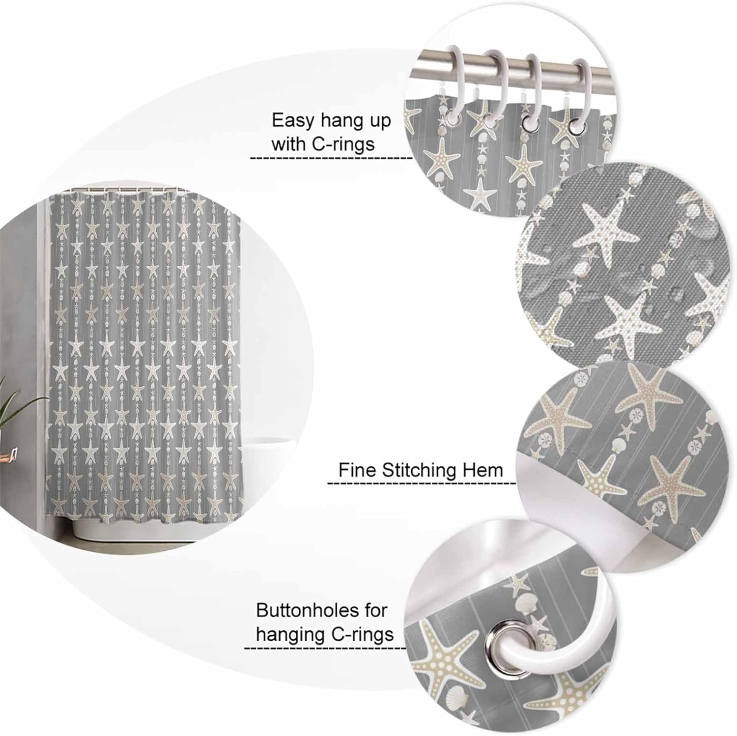 ZOE GARDEN Starfish Grey Bathroom Set 1