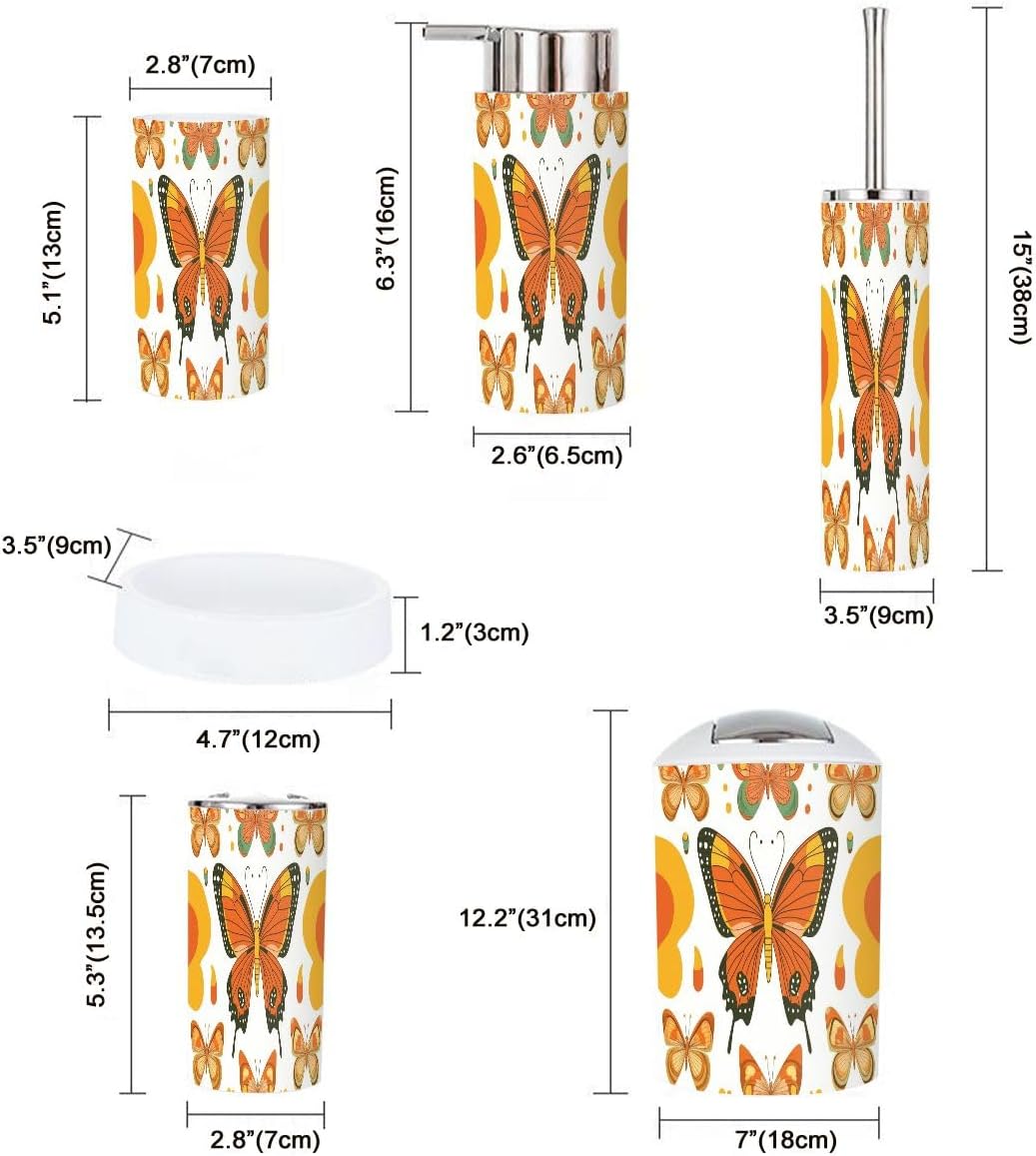 Boho Bathroom Accessories Set 6 Piece Retro Insects Style