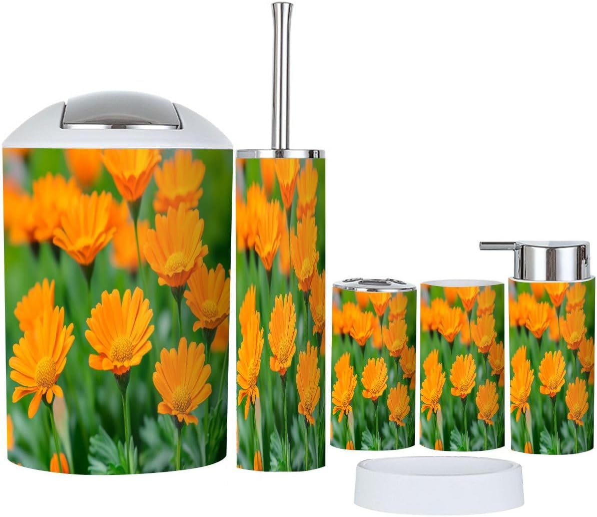 Boho Flower Bathroom Accessories Set of 6