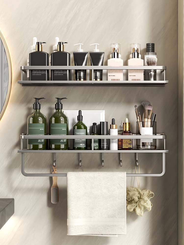 XVESOY Shower Caddy 2-Pack Adhesive Organizer