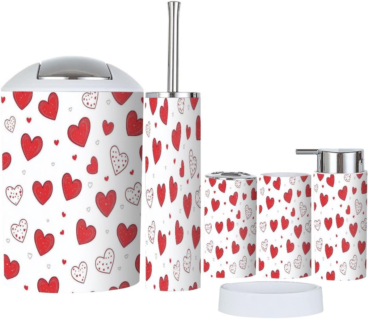 Boho Bathroom Accessory Set 6 Piece Day Red 1