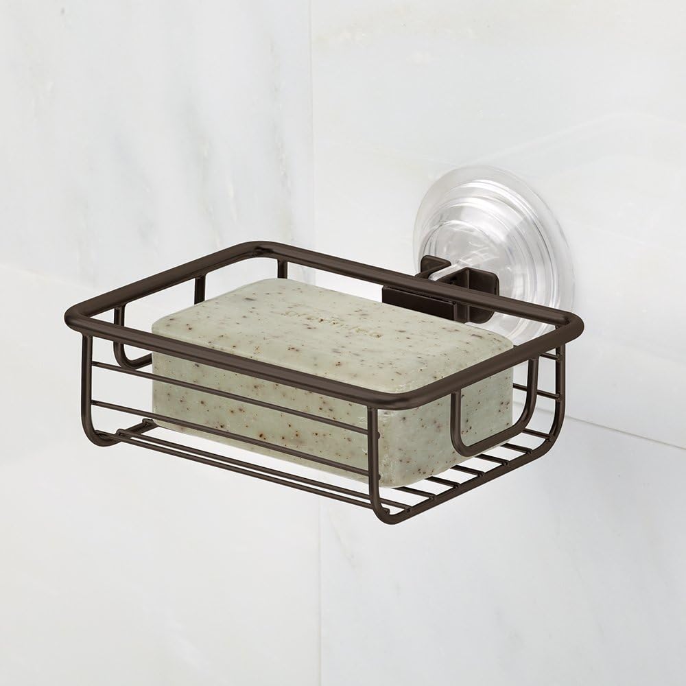 InterDesign Classico Suction Shower Caddy with Shelves and Hooks