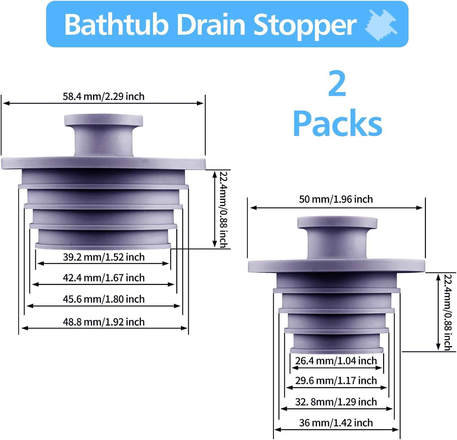 Aluvor 2pcs Bathtub Sink Drain Stopper