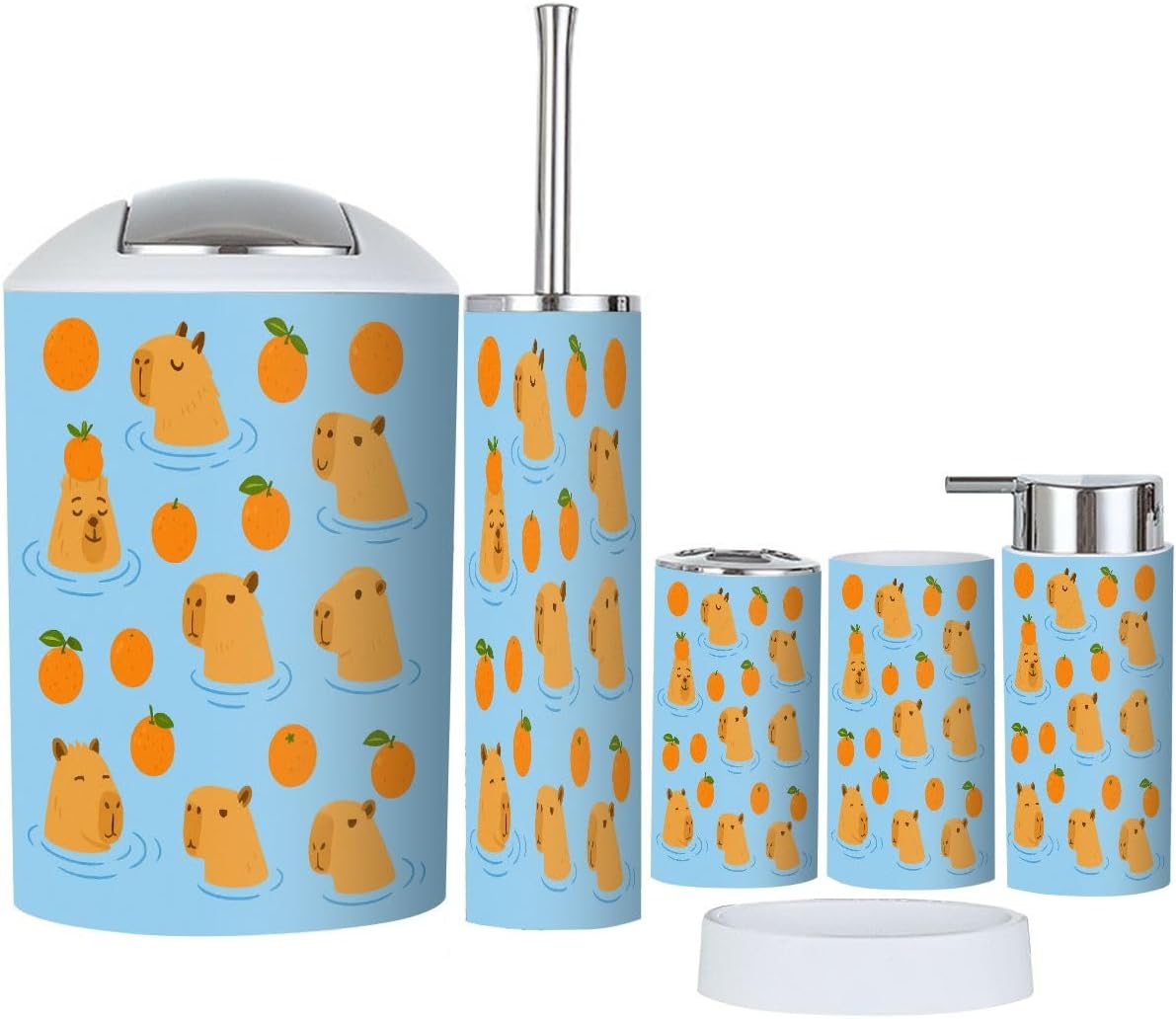 Boho Capybara Bathroom Accessory Set 6 Piece