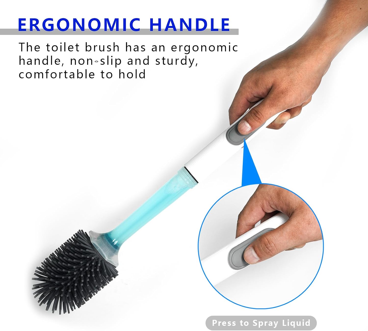 REDANT Silicone Toilet Brush and Holder Set - Drip Proof Grey