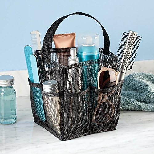 InterDesign Una Shower Caddy Mesh Tote for Shampoo Soap Conditioner Black