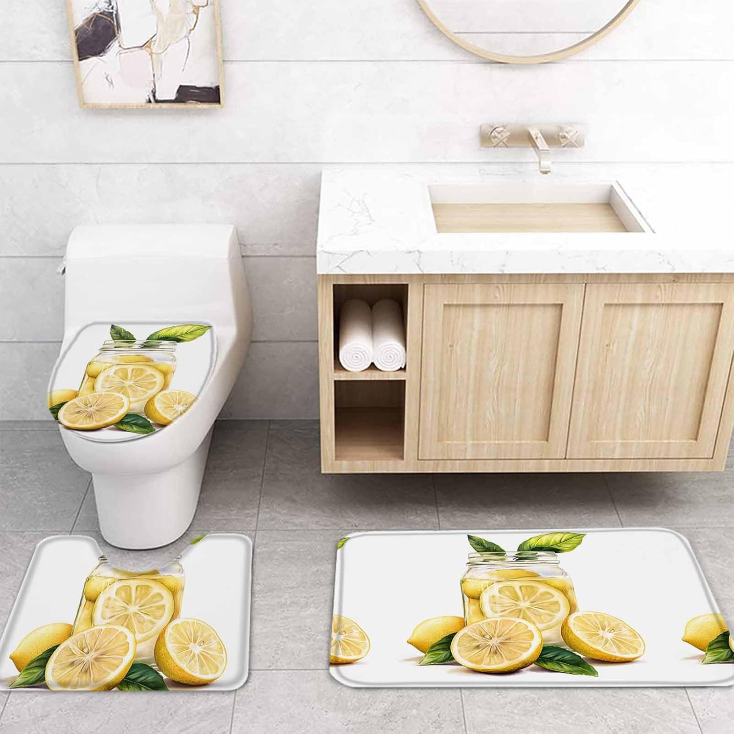 ZOE GARDEN Watercolor Lemon Bathroom Set