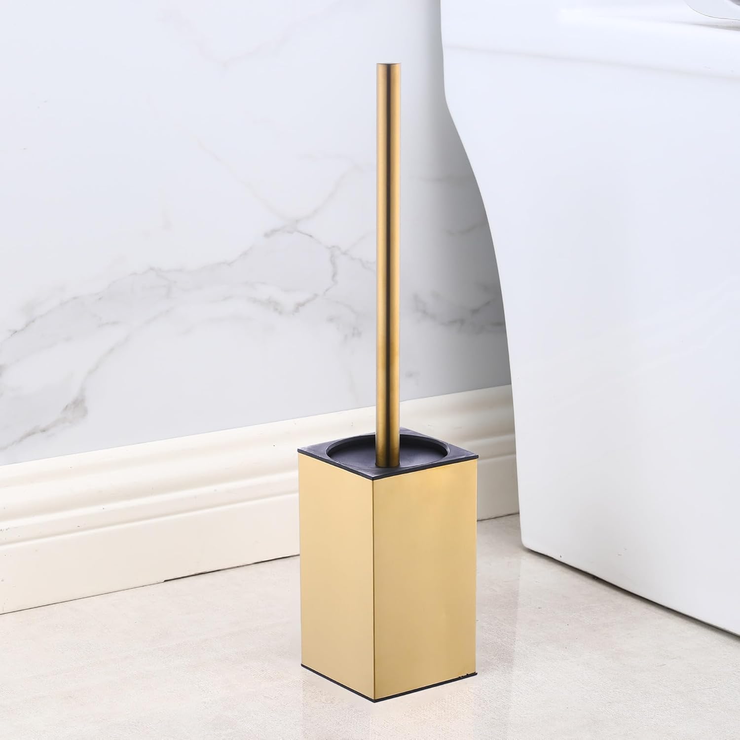 Stainless Steel Toilet Brush Holder with Brushed Gold Finish
